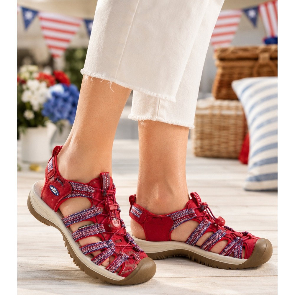 Keen Whisper Closed Toe Sandals Size 11 Anti-Odor Red White & Blue 4th of July